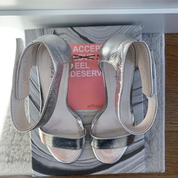 Jeffrey Campbell Shiny Silver Block Heels - Picture 3 of 10